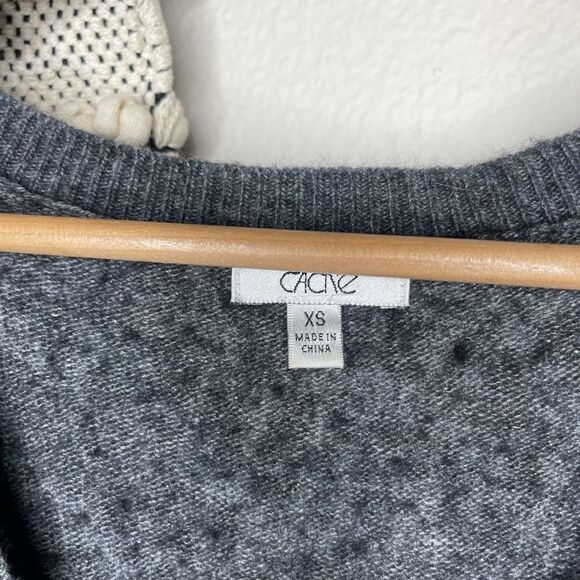 Cache Gray Leopard V-Neck Sweater Top XS - Picture 4 of 5